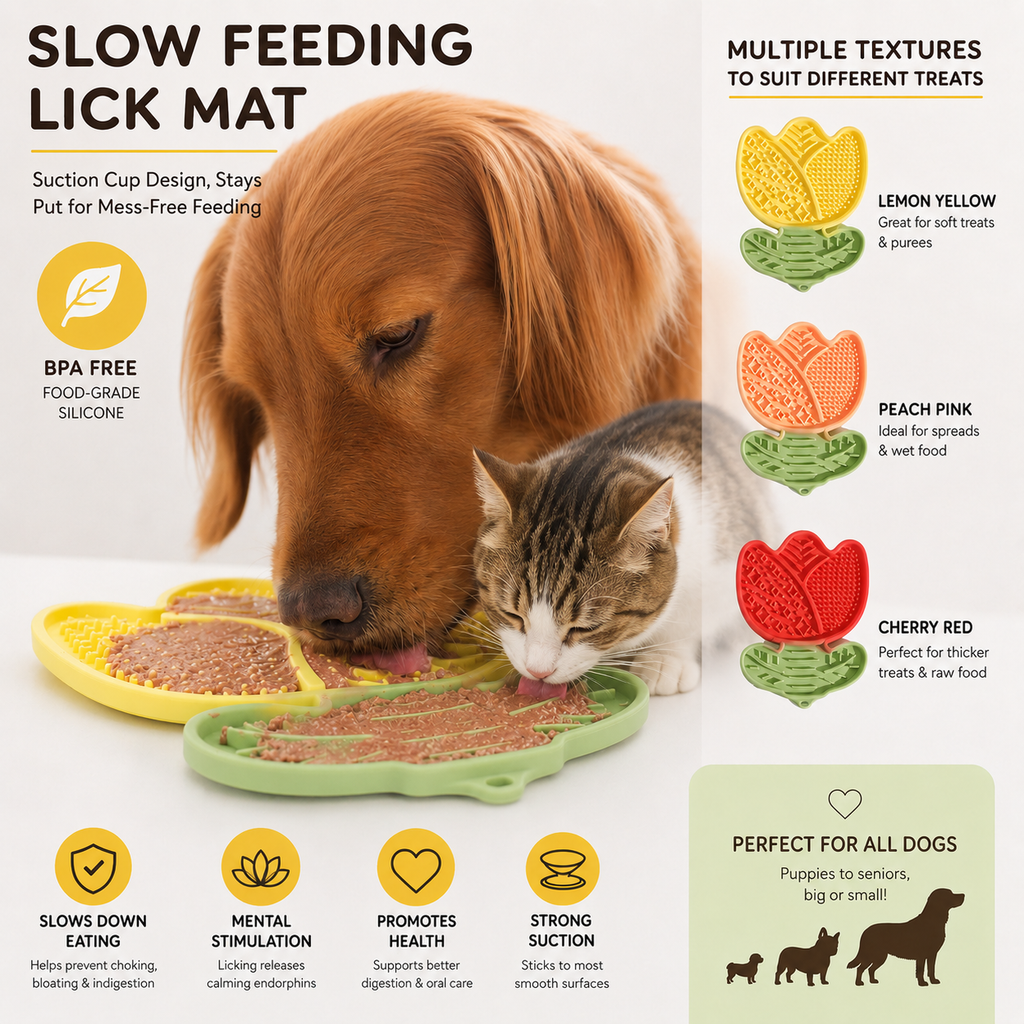 LickiLeaf ™   Slow Feeder Lick Mat for Dogs & Cats