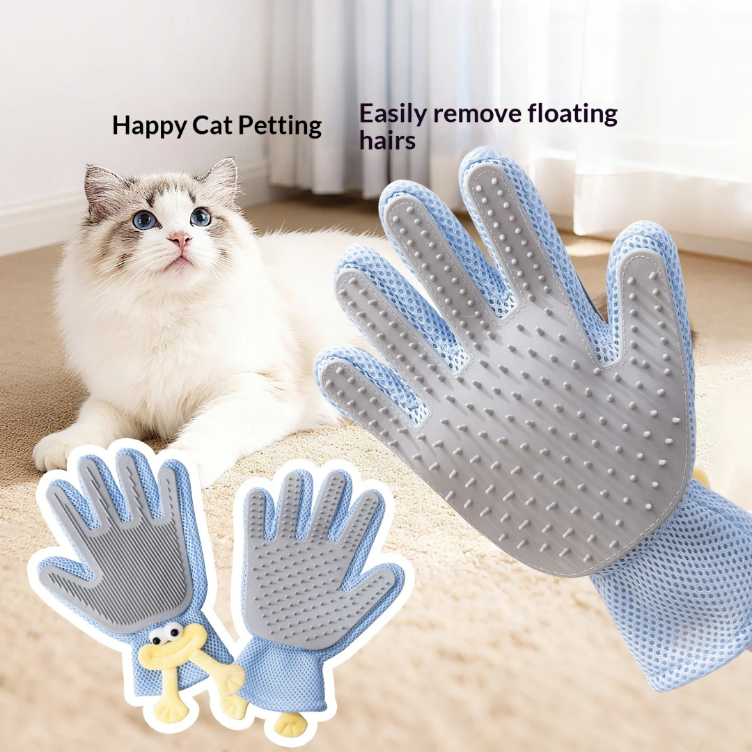 Pet Grooming Glove Removes Loose Fur Massages Petting