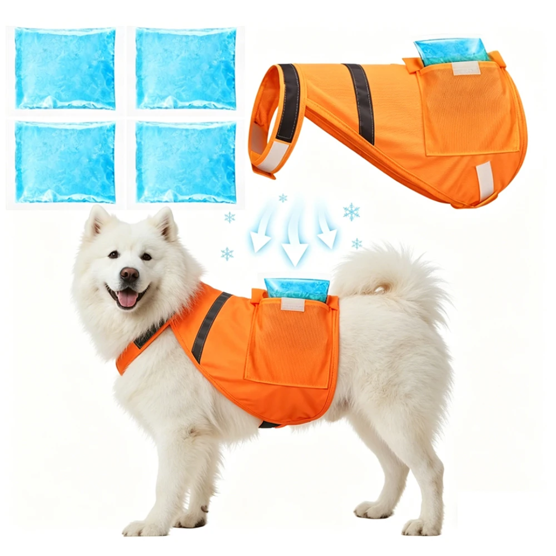 Dog Cooling Vest with 4 Recyclable Ice Pack Summer Outdoor