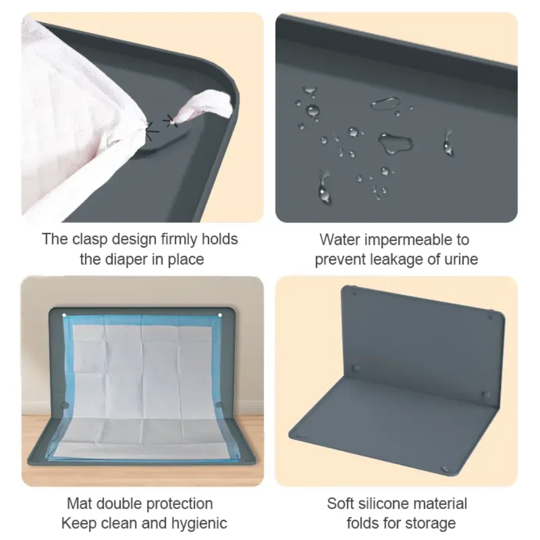 Silicone Wall-mounted Pee Pad Holder Indoor Potty Tray for Puppy Dogs Potty Training Non-Slip Dog Potty Tray with Pee Wall