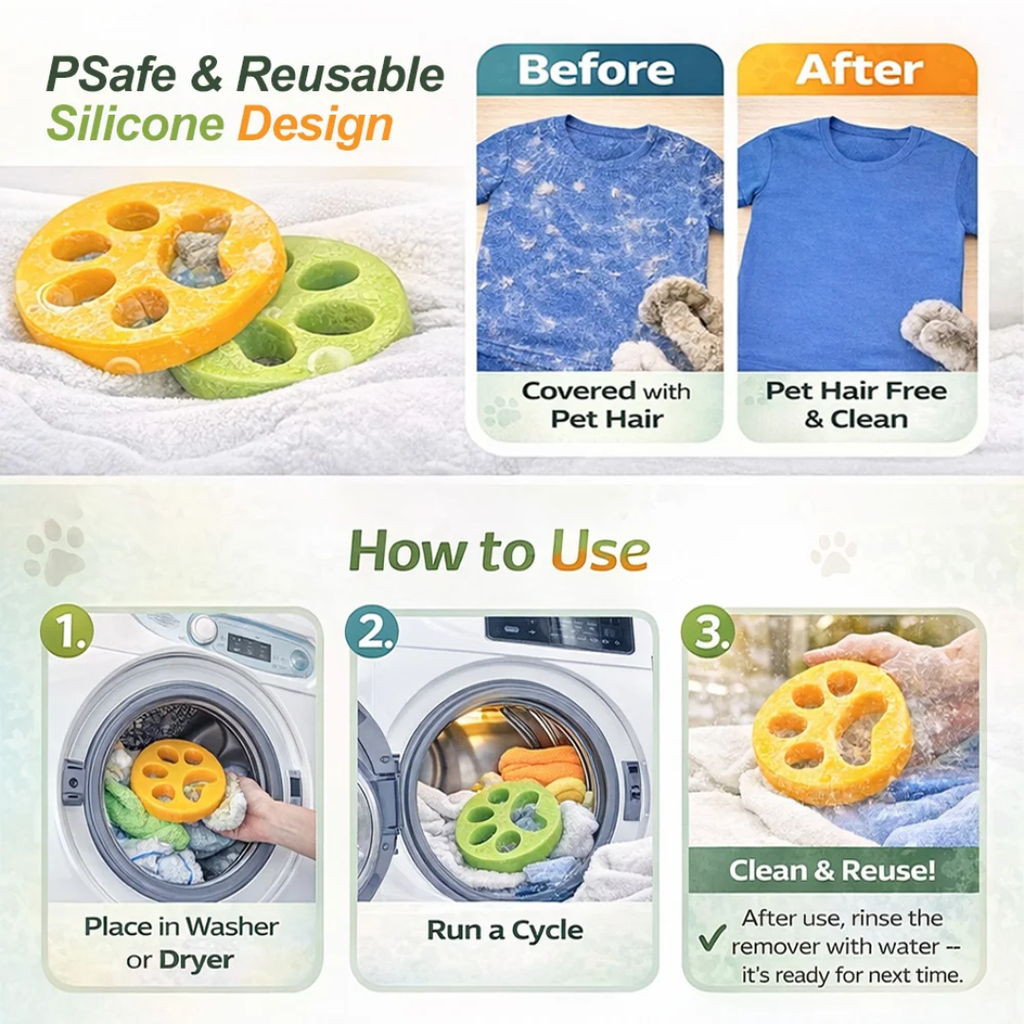 Reusable Self-cleaning Non-toxic Eco-Friendly Silicone Pet Hair Remover