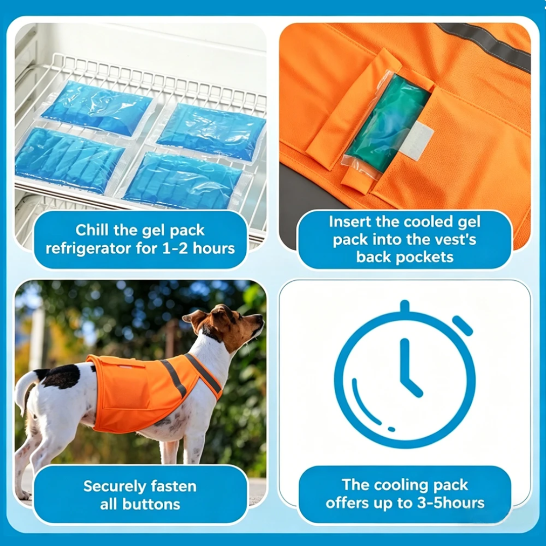 Dog Cooling Vest with 4 Recyclable Ice Pack Summer Outdoor