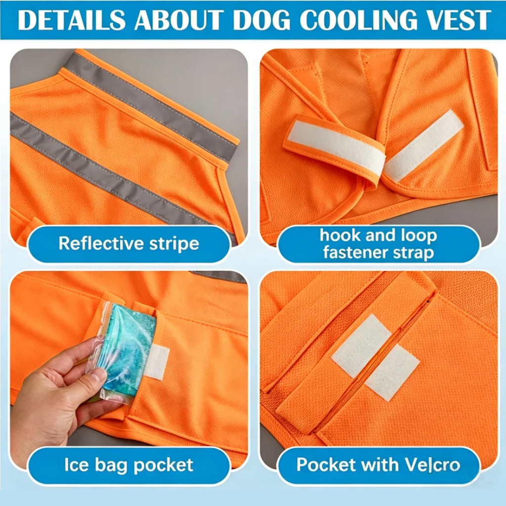 Dog Cooling Vest with 4 Recyclable Ice Pack Summer Outdoor