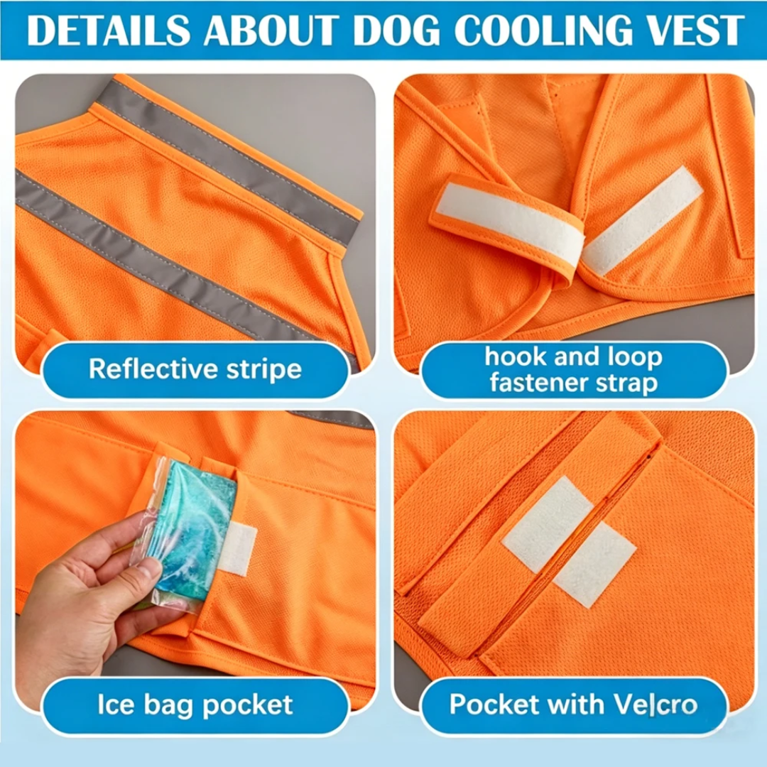 Dog Cooling Vest with 4 Recyclable Ice Pack Summer Outdoor